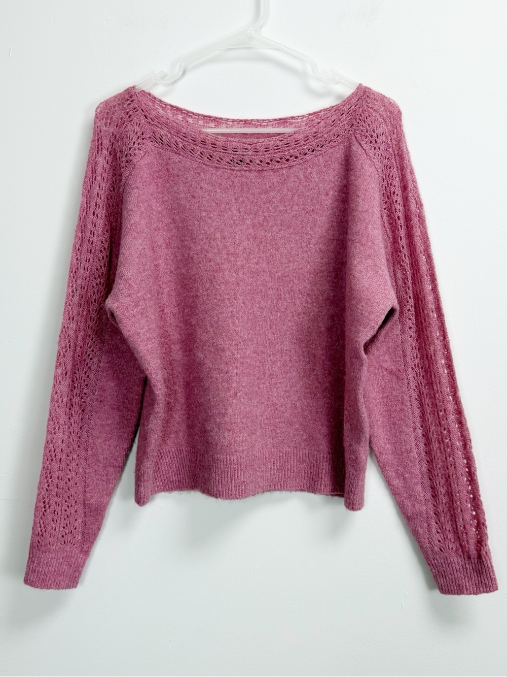 American Eagle Sweater Womens XS Pink Open Knit Sleeves See Through Cozy